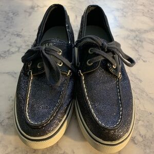Sperry Topsider Navy Glitter Boat Shoes